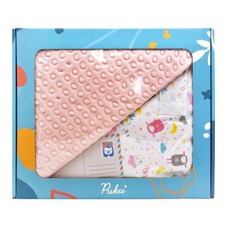 PUKU 藍色企鵝 薄棉樂豆毯, 粉色眠羊