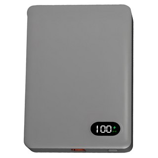 MCK 科技 WCC 超薄磁吸行動電源 輕薄小 電量顯示 磁吸無線充電, 星月銀