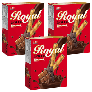 盛香珍 皇家威化捲 香濃巧克力口味, 140g, 3盒