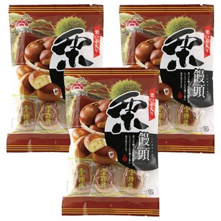 拉曼栗子饅頭8顆 日本傳統風味點心 獨立包裝方便攜帶 香甜栗子內餡, 120g, 3袋