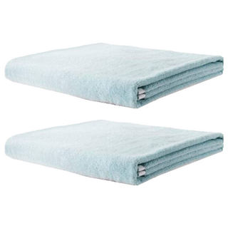 non-no 儂儂 驚吸水小浴巾 100%純棉 臺灣製造 雙股紗 長毛綿 驚人吸水力 厚磅手感 觸感蓬鬆 飯店等級, 法國藍, 2條