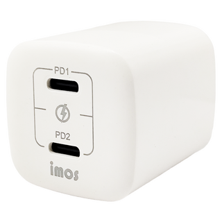 imos PD3.0/QC3.0 40W雙孔閃電充電器 35.8 x 35.8 x 43mm 50g, 白色, 1個