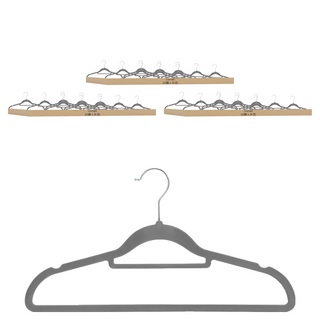 comet Home 絲絨防滑衣架, 灰色, 30個