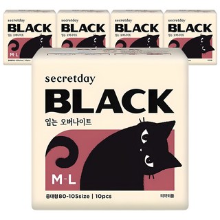 secretday Black褲型衛生棉, M~L(80~105號), 10片, 5包