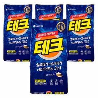테크 3 in 1 일반드럼 겸용 분말 세탁세제 리필, 3kg, 4개