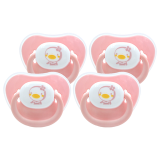 PUKU 藍色企鵝 拇指型初生安撫奶嘴，矽膠材質，不含BPA, 0歲以上, 粉色, 4個