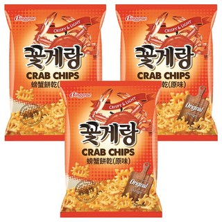 Binggrae 螃蟹餅乾 原味, 韓國國民餅乾, 非油炸, 片手取得 輕鬆入口, 70g, 3包