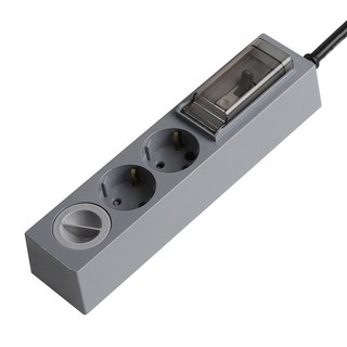 SWEET HOME 韓國製造 高容量 配線斷路用 3孔延長線 安全蓋, 0.7m, 灰黑色, 1個