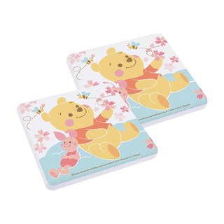 收納王妃 迪士尼櫻花款杯墊 方 2個, 飄花維尼, 1組