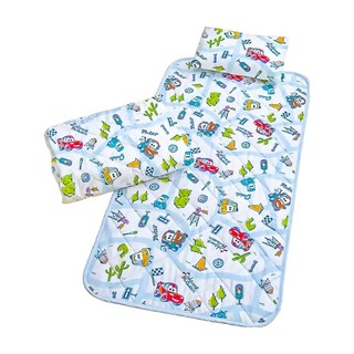 Cars 汽車總動員 三件組 攜帶方便 輕巧好收納, 單人四季被 110 x 150cm + 睡墊 ..., 公路巡遊, 單人四季被 110 x 150cm + 睡墊 75 x 145cm + 枕套 + 枕芯 45 x 33cm, 1組