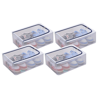 超大防水床底收納箱 拉鍊設計 節省空間, 40 x 30 x 15cm, 透明, 4個