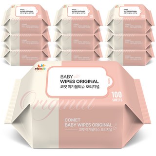 코멧 오리지널 유아용 아기물티슈 리필형, 10팩, 100매, 50g