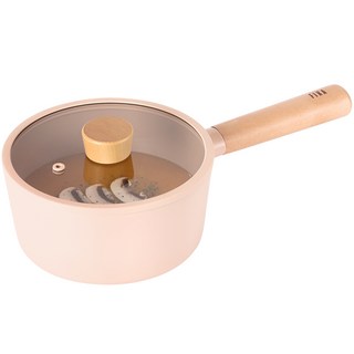 nEOFLam Fika objet系列IH電磁爐適用單柄牛奶鍋, 18cm, 桃粉色