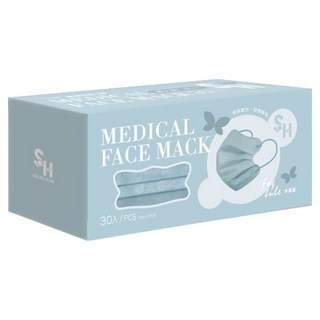 SH 上好生醫 醫療防護口罩 未滅菌 蝶型, 水霧藍, 30片, 1盒