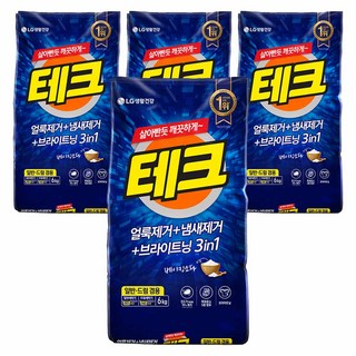 테크 3in1 일반드럼 겸용 분말세탁세제 리필, 6kg, 4개
