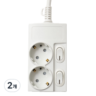 Boedam 延長線 個別開關 2孔, 3m, 白色, 2個