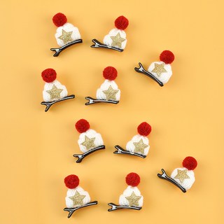 파티쇼 털모자 크리스마스 머리핀, 화이트, 10개