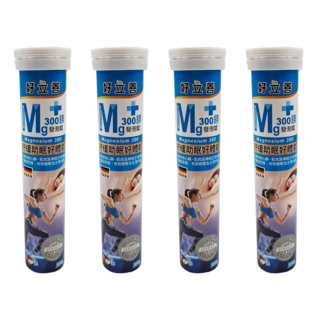 好立善 鎂300發泡錠，幫助入睡，放鬆舒緩, 4g, 20顆, 4瓶