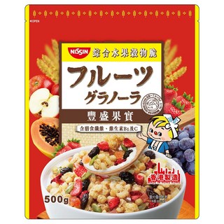 NISSIN 日清 豐盛果實綜合水果穀物脆 500g - 含膳食纖維、維生素B1及C，促進腸胃蠕動, 1包