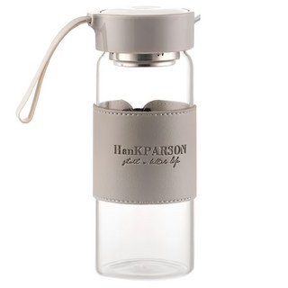 玻璃皮套 耐熱水杯 附茶隔, 灰色, 480ml, 1個