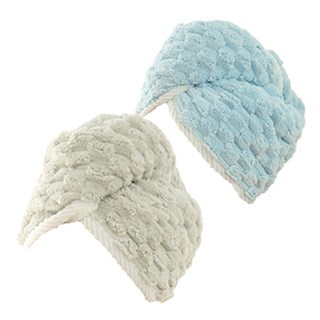 乾髮神器 雲朵格加厚吸水速乾乾髮帽, 淺綠色 + 淺藍色, 2個