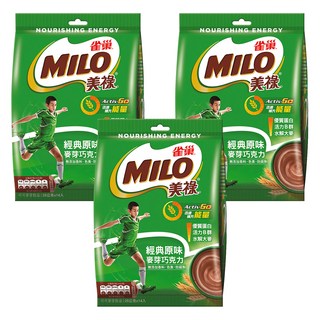 MILO 美祿 經典原味巧克力麥芽飲品 沖泡粉, 純正牛奶, 麥芽精華, 維生素B群, 25g, 14包, 3袋