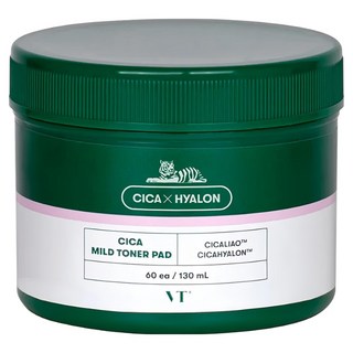 VT COSMETICS 老虎積雪草溫和爽膚棉 BHA成分 雙面設計 清潔毛孔 130ml, 60片, 1罐