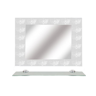 巴洛克浴用除霧鏡含平台 75cm, 銀色