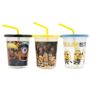 Skater 塑膠吸管杯 3個, 小小兵電影版3, 320ml, 1組