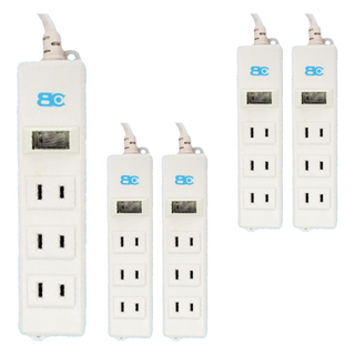 BC 博銓 新安規1開3插座2孔螺絲固定延長線 2.7m 安全認證 台灣製造, 白色, 5個