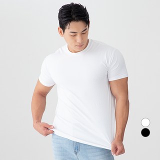 캐럿 남성용 프리미엄 고밀도 코튼 스판 슬림 머슬핏 반팔 티셔츠