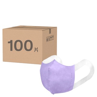 順易利 兒童3D立體口罩寬耳帶 S(16.5 x 12.5cm) 6~10歲適用, 紫色, 50個裝, 2盒