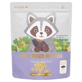 master mi 米大師 有機寶寶蔬菜餅, 地瓜浣熊, 25g, 1包