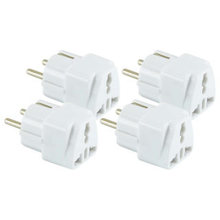 Dr.AV 聖岡科技 歐規大圓萬國轉換插頭 250V 16A NWA-9 歐盟認證, 白色, 4個