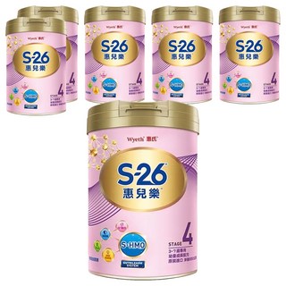 Wyeth 惠氏 S-26 惠兒樂幼童成長配方奶粉 再升級版 4號 3~7歲, 6罐, 850g