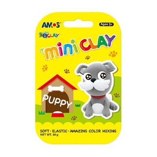 AMOS 阿摩司 4色迷你主題黏土組 - 小狗 柔軟有彈性 色彩混合, 30g, 1組