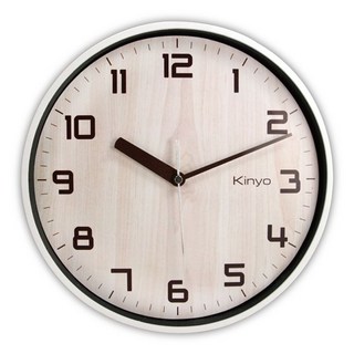 KINYO 北歐風木紋掛鐘 水洗, 白橡木