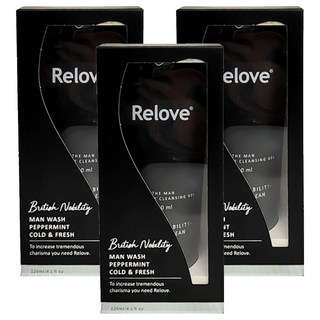 Relove男性專用私密潔淨凝露-英國紳士, 涼感洗淨, 120ml, 3條