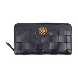 真皮頭層牛皮手工大面編織男士拉鍊皮夾/錢包/長夾 KN114