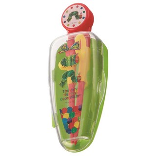 Skater ADXT1S 兒童右手學習筷 含收納盒 筷子140mm*1雙+收納盒136*65*45mm*1個, 好餓的毛毛蟲, 1組