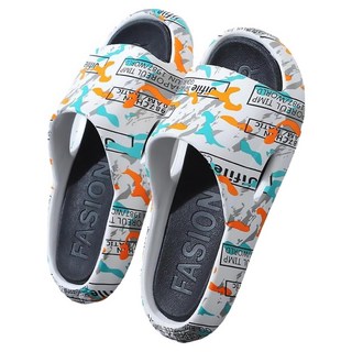 塗鴉拖鞋, 240mm, 黑色 + 白色