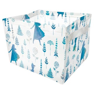 收納王妃 迪士尼收納系列 冰雪收納桶 方形, 藍色花草, 1個