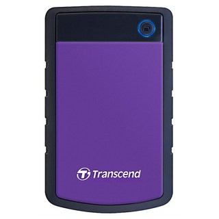 Transcend 創見 軍規防震行動硬碟 符合美國軍規三層抗震標準 配備 AES 資料加密功能 單鍵自動備份功能, 2TB, 紫色