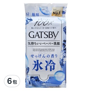 GATSBy 潔面濕紙巾 超值包 沁涼皂香, 6包