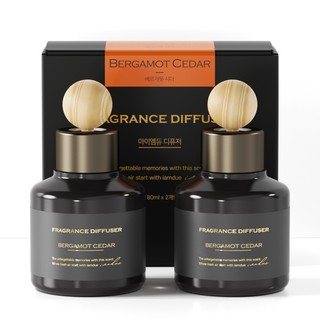 iamdue 香氛車用擴香 80ml 2個 + 木球擴香棒 2個 + 吸附墊 2個, 佛手柑雪松, 1套