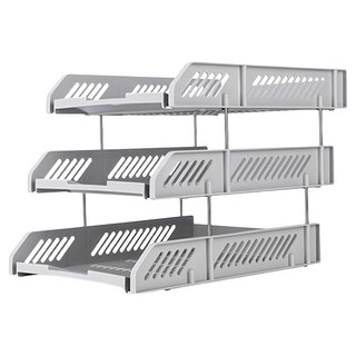 deLi 得力 鐵支公文架 HIPS材料 可拆卸設計, 淺灰色, 3層