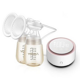 YOUHA 優合 雙邊電動吸乳器 YH-8023 靜音舒適 柔光小夜燈, 透明色 + 白色 + 粉色, 1組