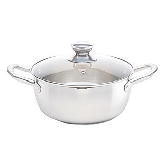 鍋寶 不鏽鋼雙耳湯鍋 22cm 304不鏽鋼 耐酸鹼抗鏽蝕 導磁複合金鍋底 適用電磁爐 雙邊導流口設計 透明強化玻璃蓋, 1組