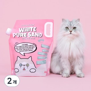 미유박스 화이트 퓨어 샌드 고양이 모래, 6kg, 2개, 무향