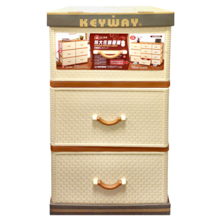 KEYWAY 聯府 佐藤深型三層抽屜櫃附輪 特大 150L, 深型 淺棕色, 3個